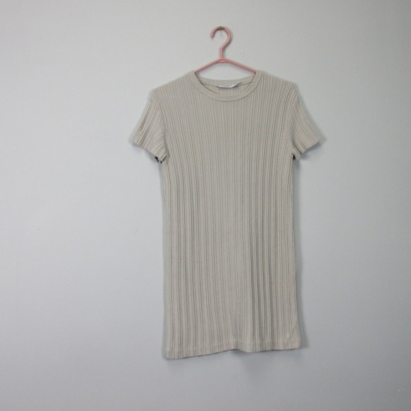 MM LaFleur The Hayden Ribbed Knit Shirt Dress XS Mercerized Cotton Beige 456 - Picture 1 of 7
